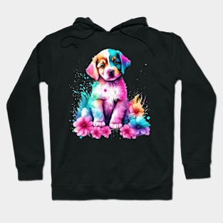 Puppy and flowers Hoodie